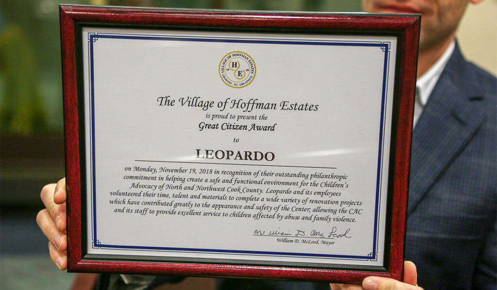 Leopardo | Leopardo Honored with Great Citizen Award from the Village of  Hoffman Estates